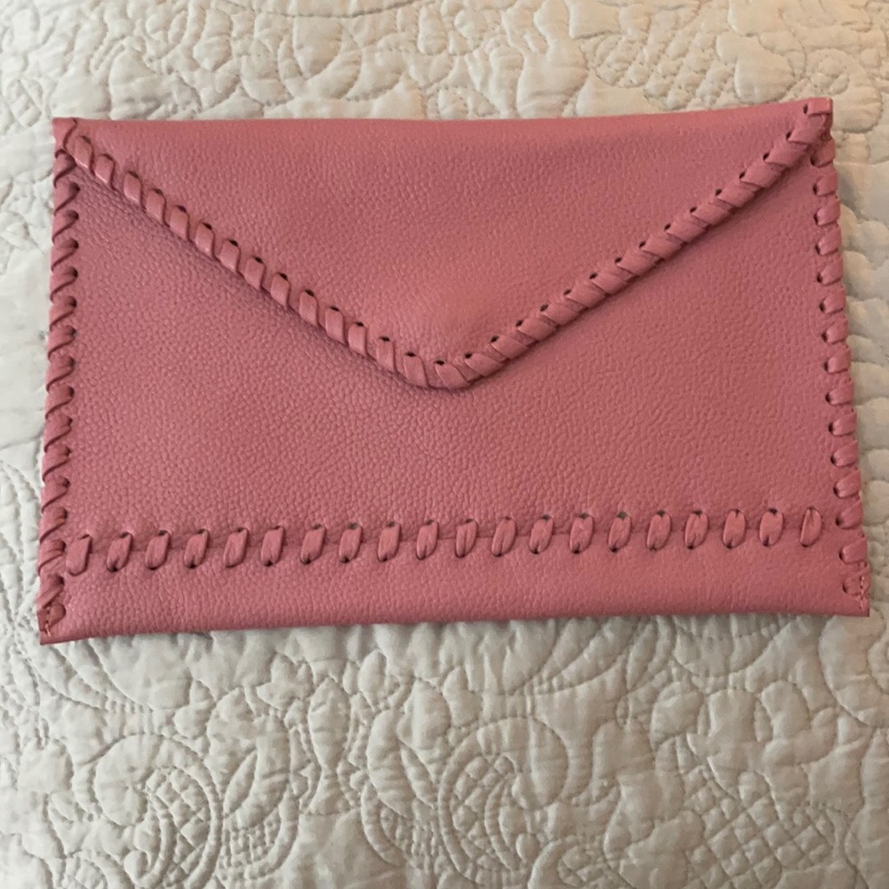 LAGGO Pink Leather Envelope Clutch